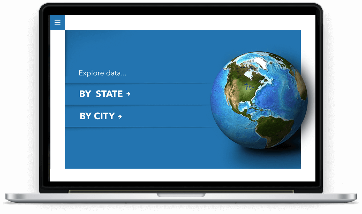An image of the League of American Bicyclists: The Bicycling and Walking in the U.S. 2016 Benchmarking Report Selection Page on a MacBook