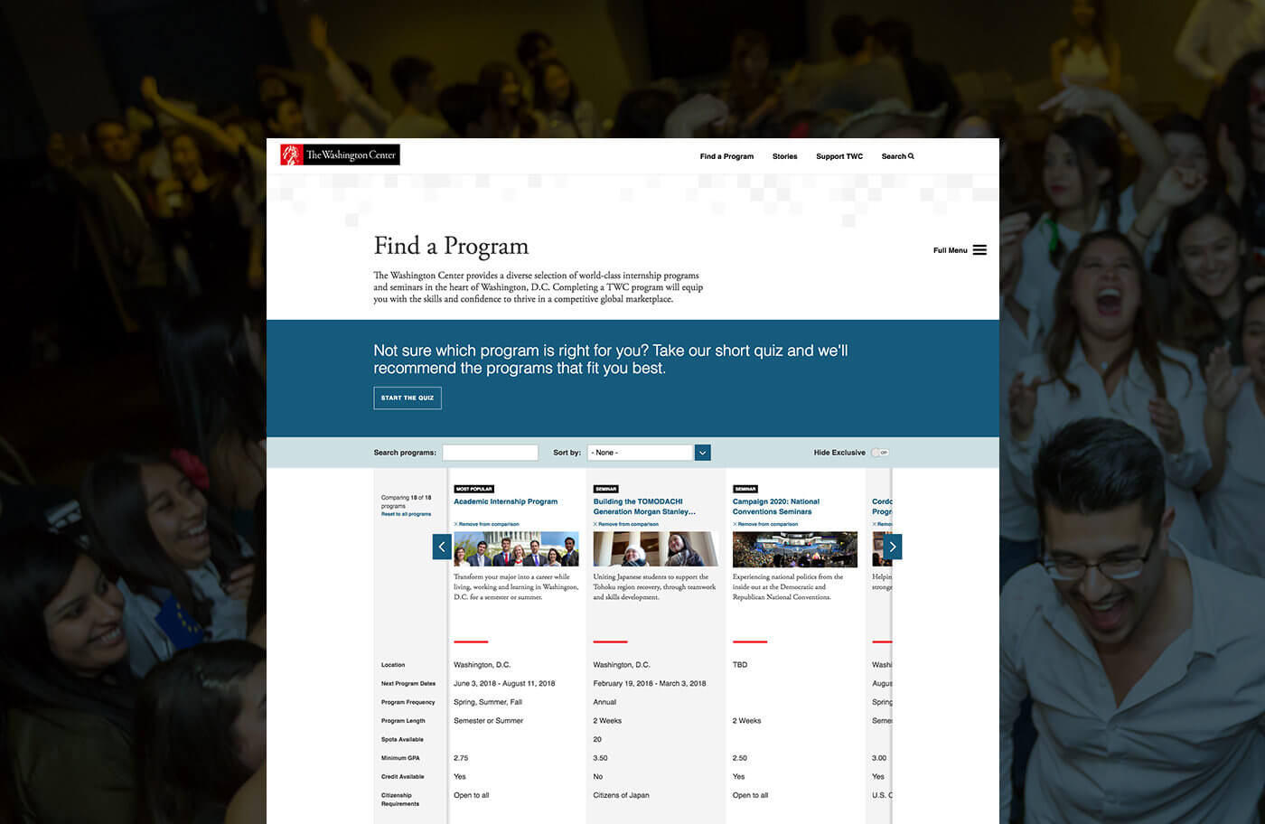 The Washington Center Find a Program page
