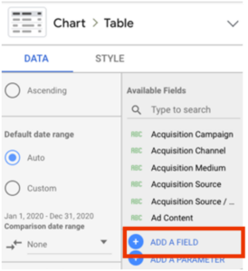 Add Field in Google Data Studio