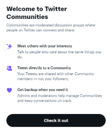 Text box with information about Twitter Communities