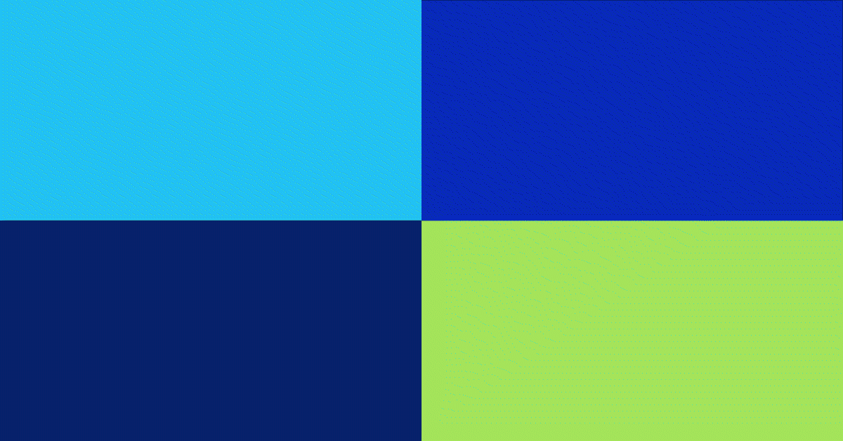 A grid of four color blocks, two blocks with the acronym 